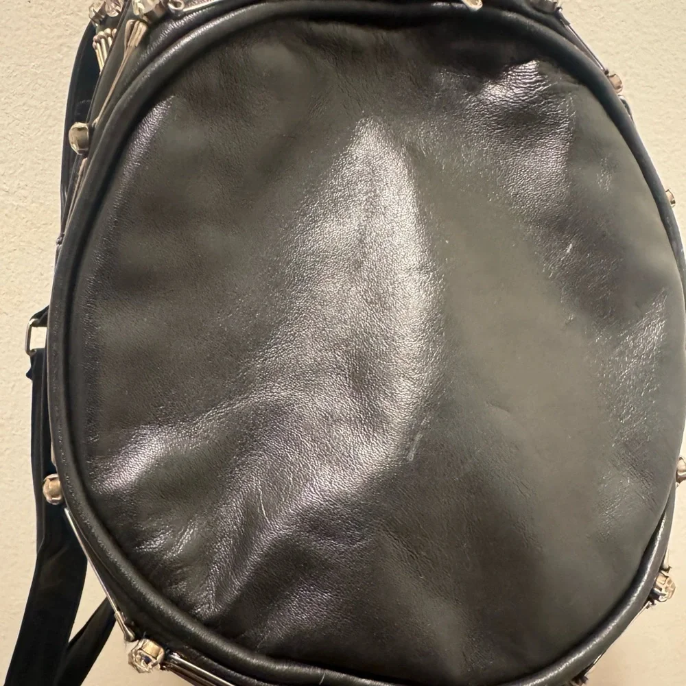 Nicole Miller Embellished Black leather bucket bag - Picture 7 of 8